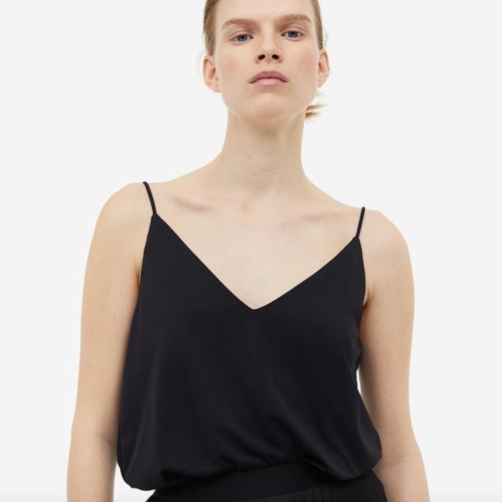 H&M Black Deep V-Neck Tank Top (S)
